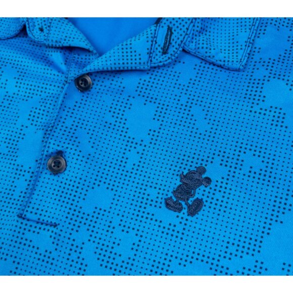 Disney Nike Golf Polo Men's Small Mickey Mouse Dot Camo Dri-Fit Wicking Blue - Picture 8 of 15